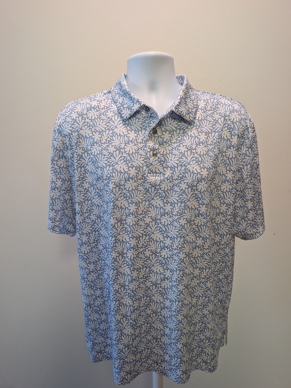 Hogan Blue and White Floral-Print Polo